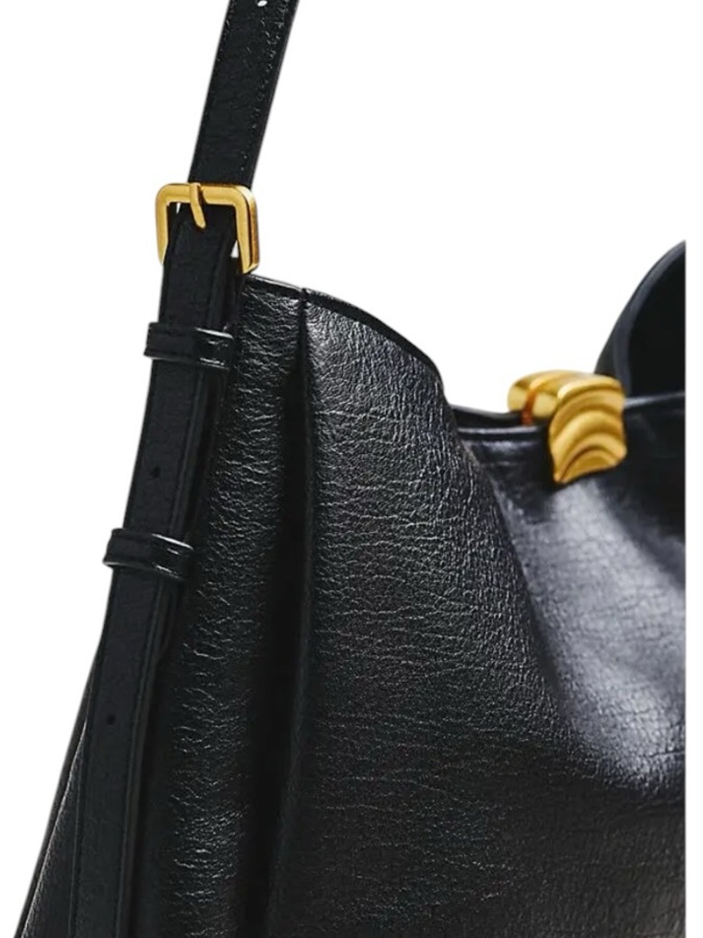 Anthropologie Black Leather Hobo Shoulder Bag Gold Hardware NWT - Picture 9 of 11